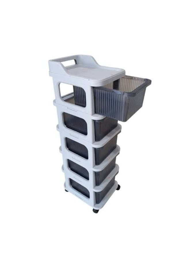 تويست أورجانيزر بلاستيك عملي 5 دور – مزود بعجلات للحركة السهلة - Image 2